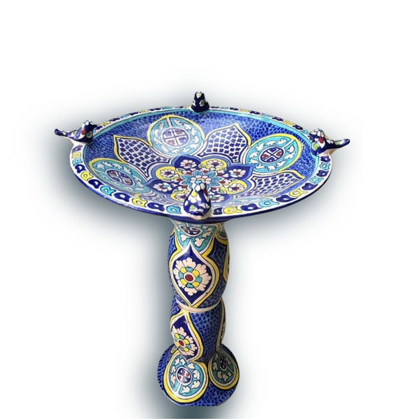 Elegant Blue Multicolor Bird Bath