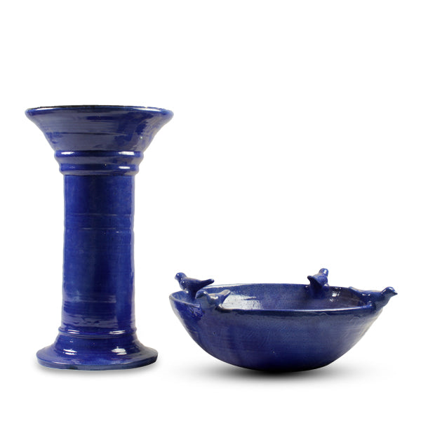 Bird Bowl with Stand - Blue