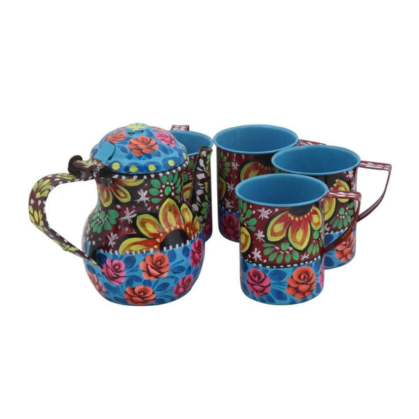 Hand Painted Kettle and Mug Set